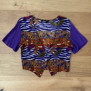 Vintage cropped button blouse